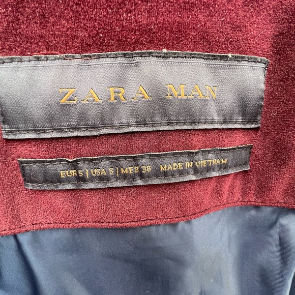 ZARA MENS Deep Maroon Mircofiber Suede Zip Up Jacket RETRO Y2K JAMIROQUAI Size S - Picture 8 of 12